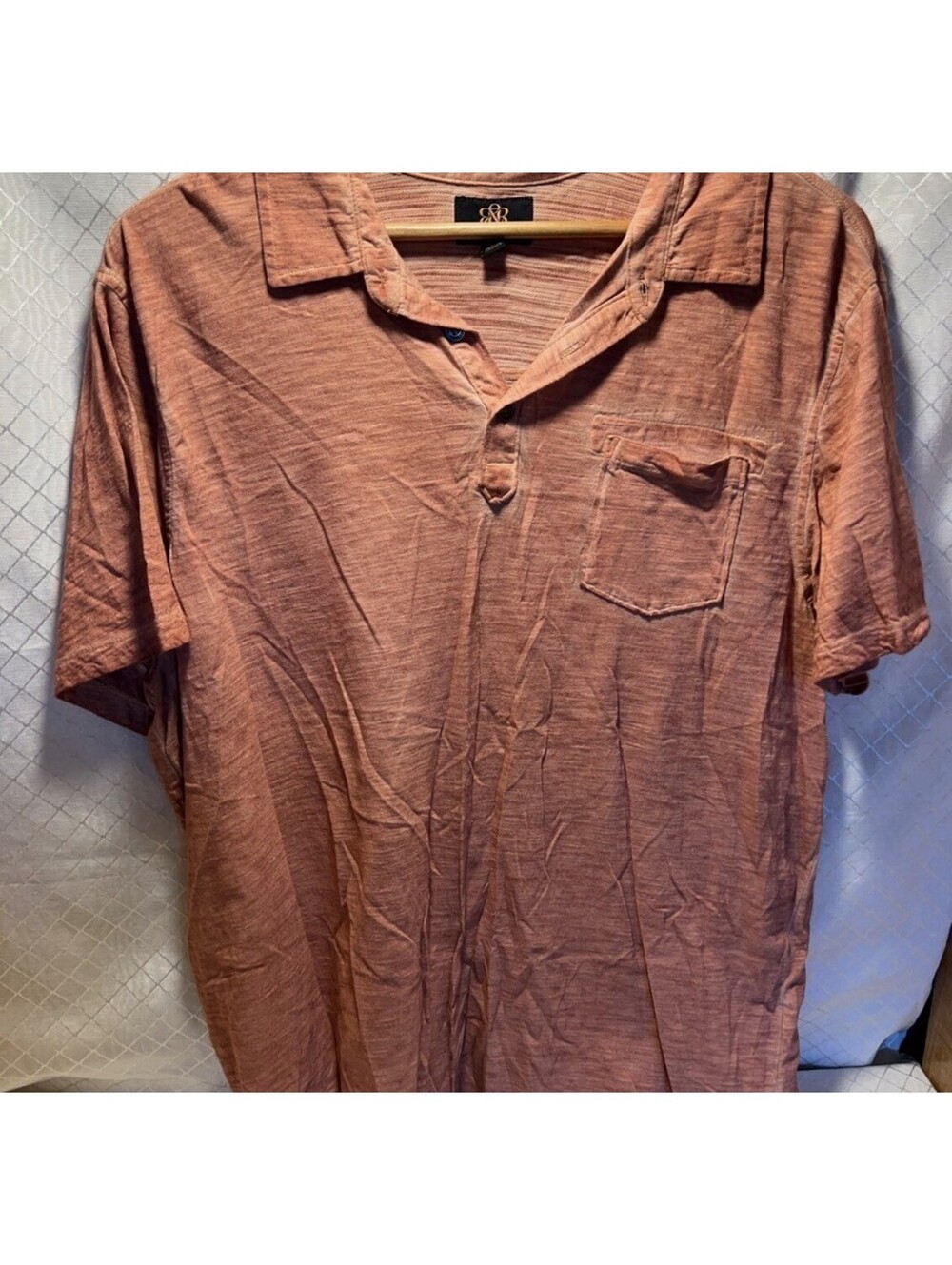 Rock & Republic Men's Short Sleeve Coral Collared Shirt XXL